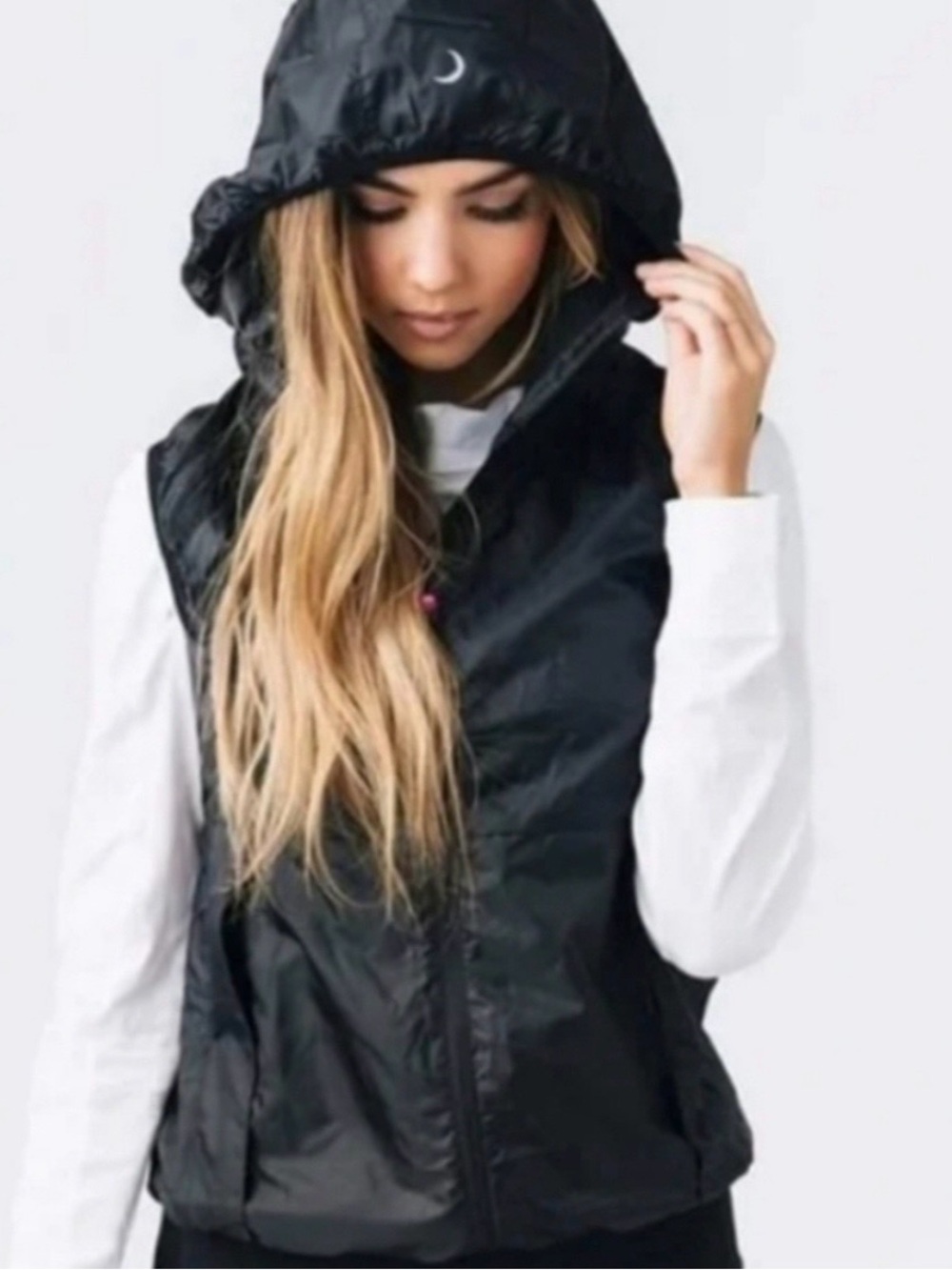 Zyia Active Women's Black Trainer Hooded Vest Windbreaker Packable - Picture 11 of 14